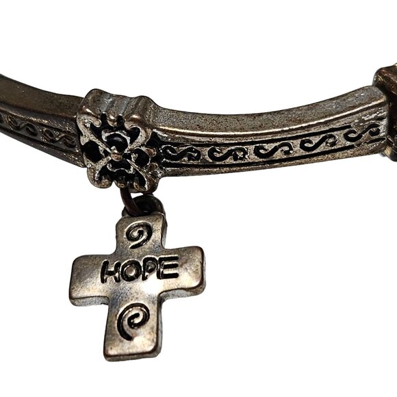 Faith Hope Love Cross Charm Bracelet Gold Tone Religious Inspirational Jewelry - Picture 2 of 5